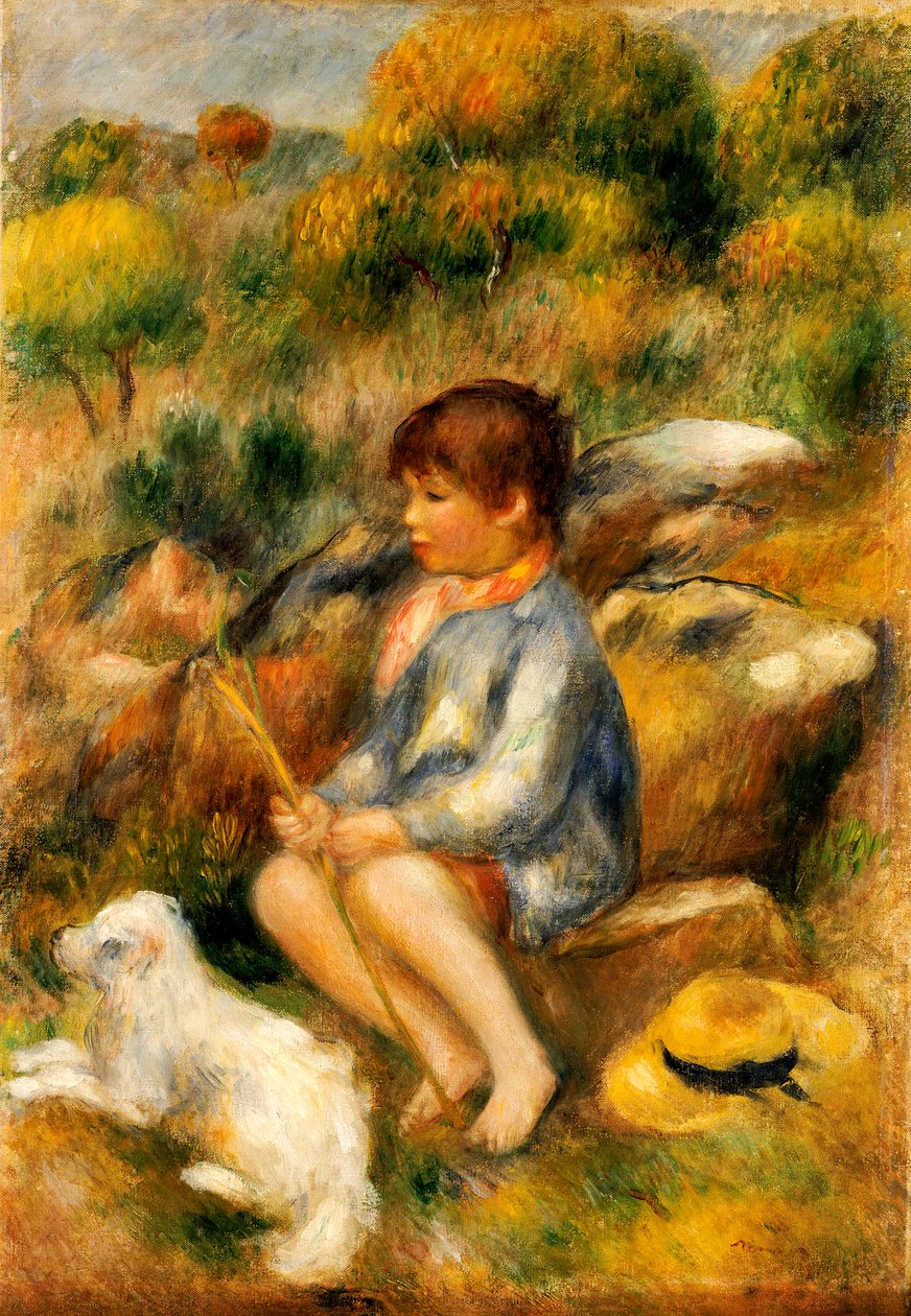 Jonge Jongen bij een Beek, 1890 door Pierre Auguste Renoir