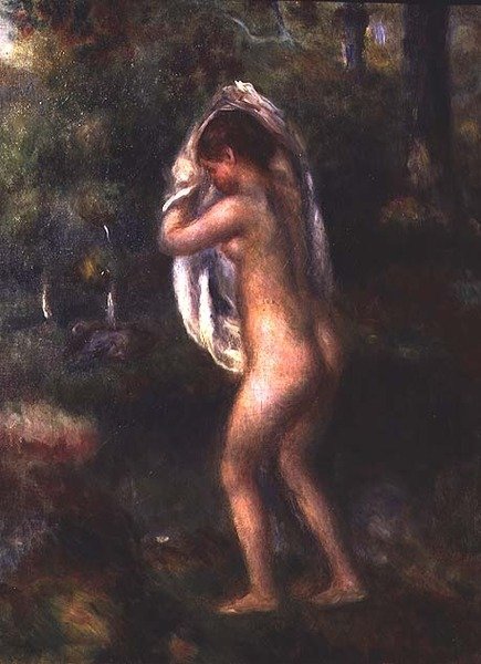 Jong meisje dat zich uitkleedt door Pierre Auguste Renoir