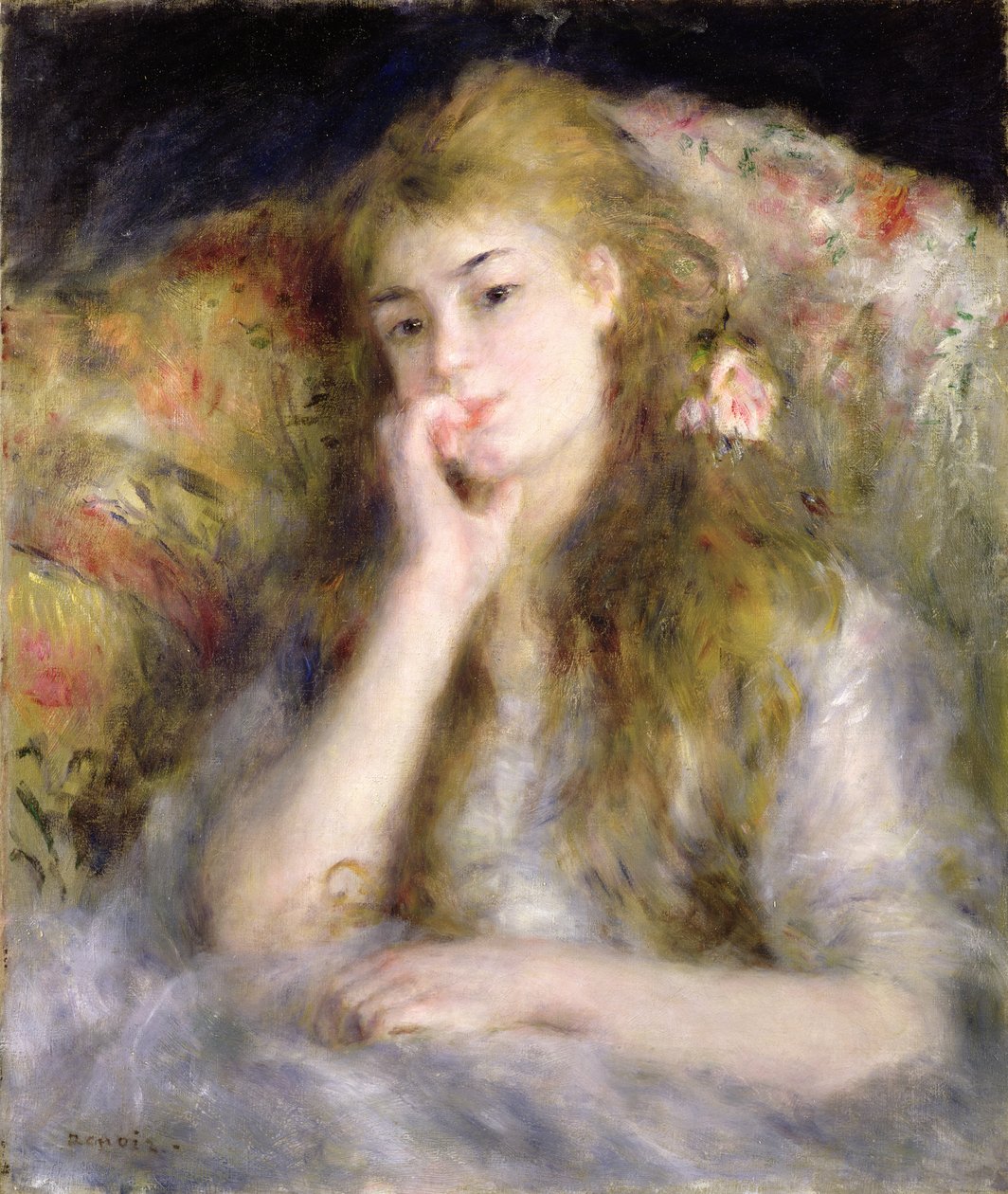 Jonge vrouw zittend, ca. 1876-77 door Pierre Auguste Renoir