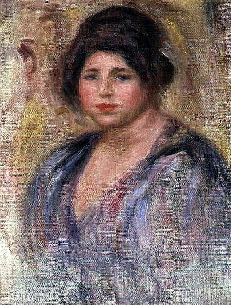 Jonge vrouw met een bontmuts door Pierre Auguste Renoir