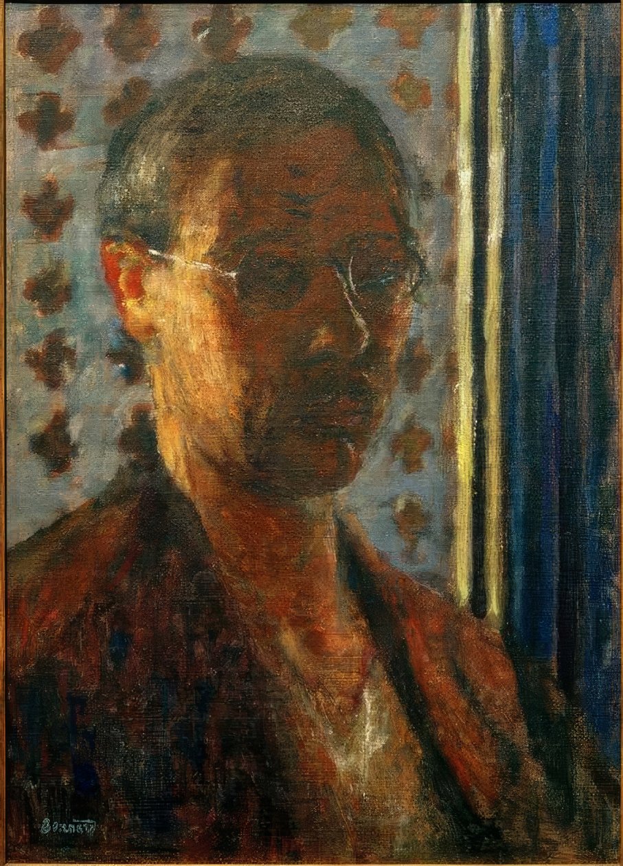 Zelfportret tegenlicht, bloemenpapier door Pierre Bonnard