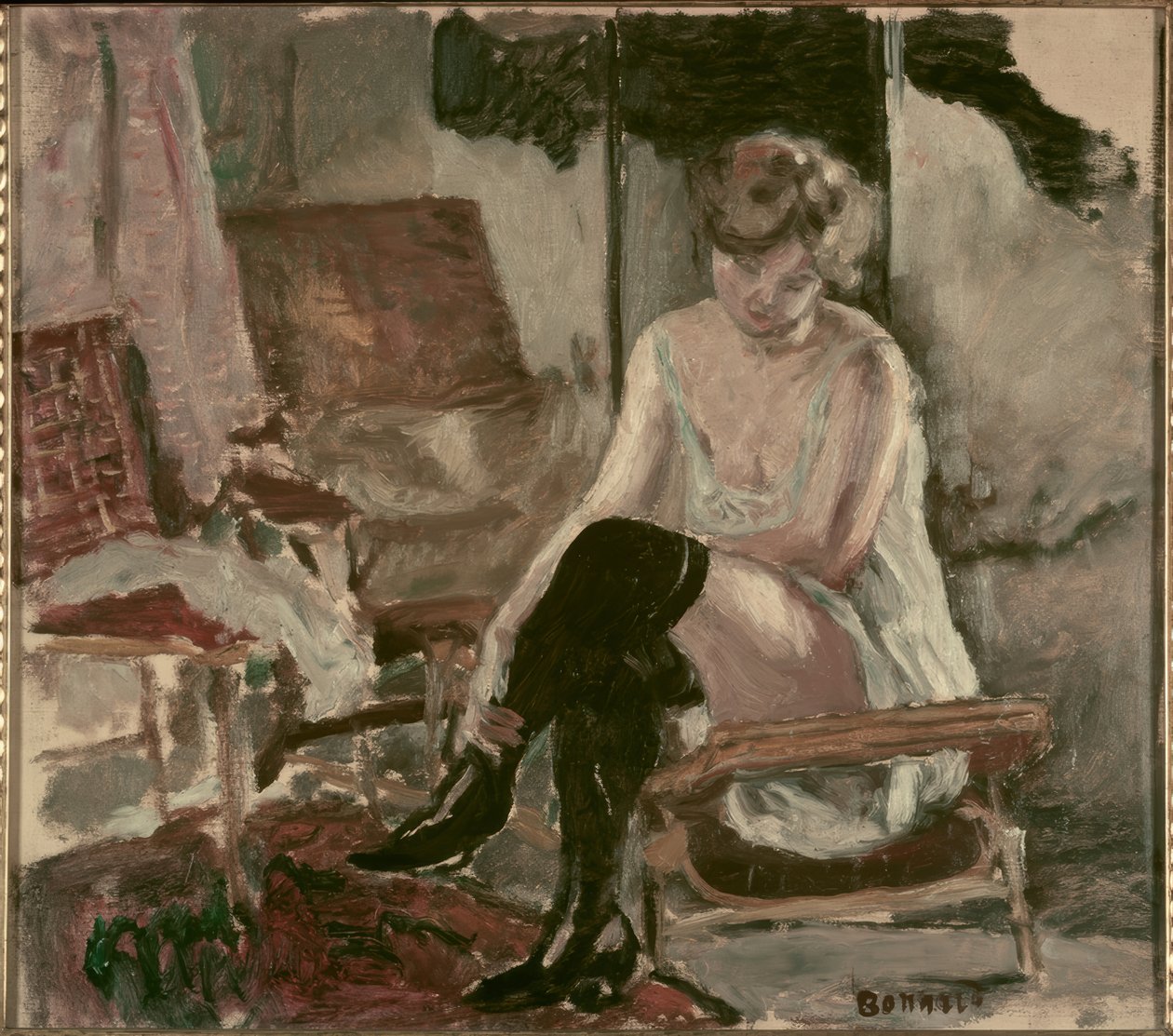 Studie van een jonge vrouw op haar chaise longue door Pierre Bonnard