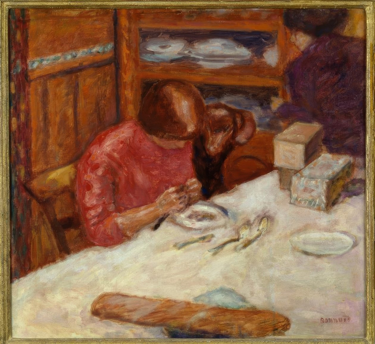 Interieur of de vrouw met hond door Pierre Bonnard