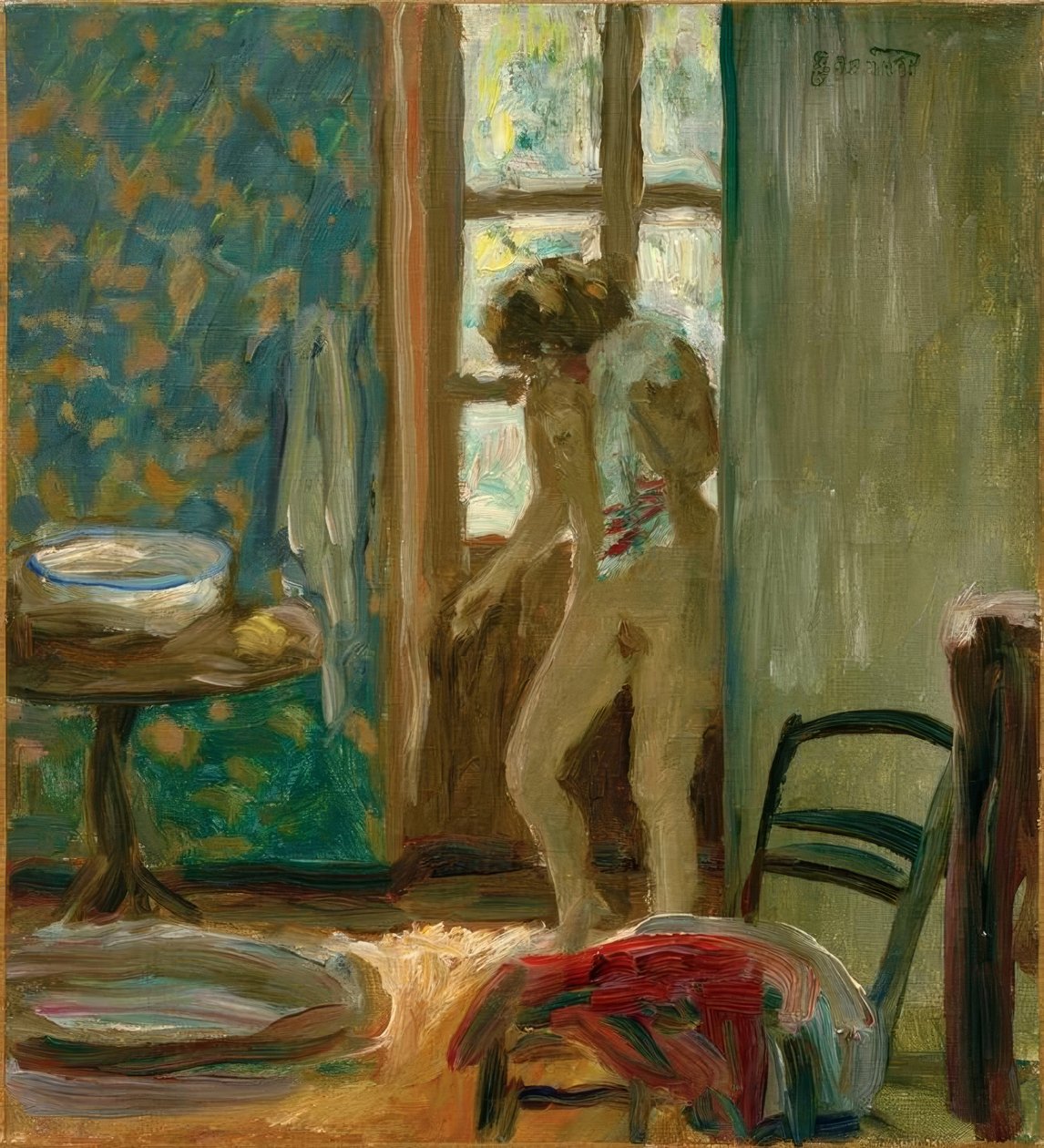 De toilet. Naakt met handdoek door Pierre Bonnard