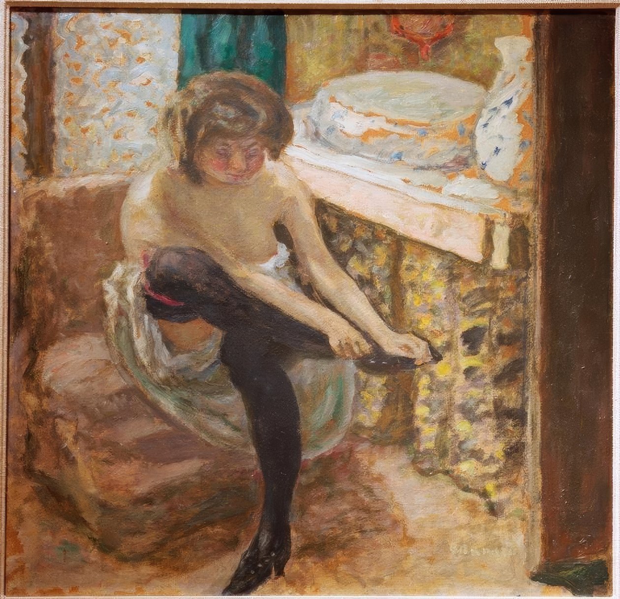 De vrouw met zwarte kousen door Pierre Bonnard