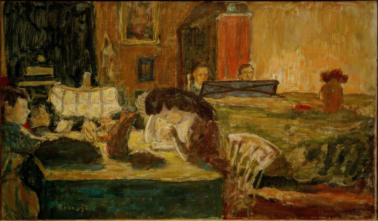 De avond in de salon (Familie Terrasse) door Pierre Bonnard