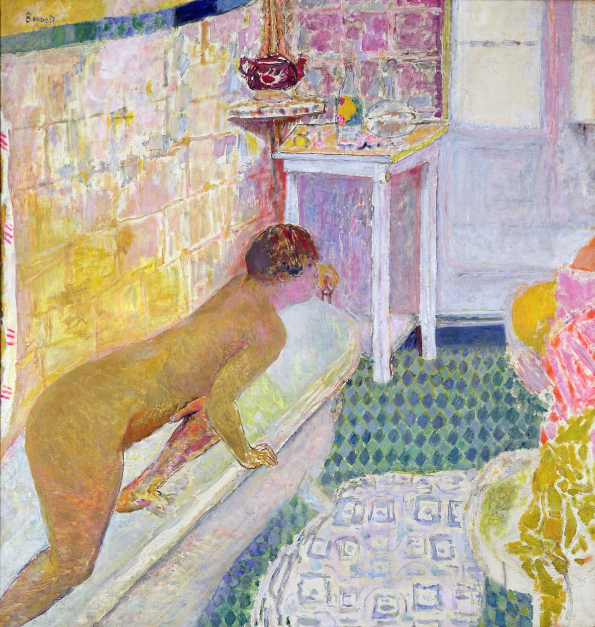 Na het bad, ca. 1926-30 door Pierre Bonnard