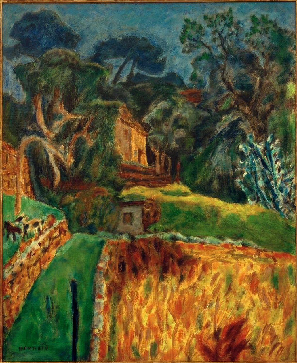 Zuidelijk landschap (De omheining met geiten) door Pierre Bonnard