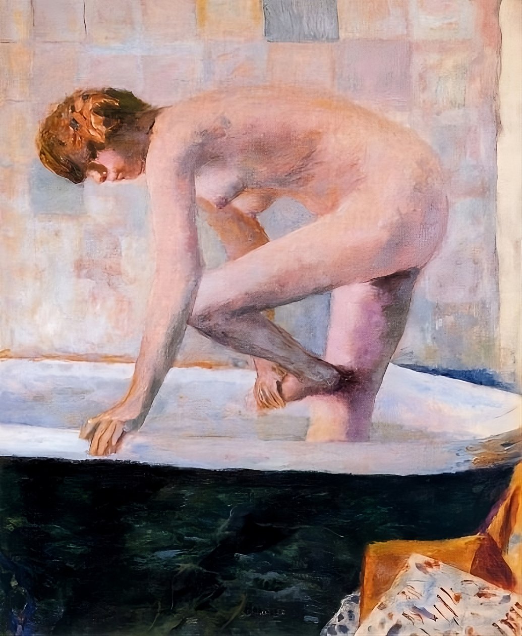 Roze naakt in het bad, ca. 1924 door Pierre Bonnard