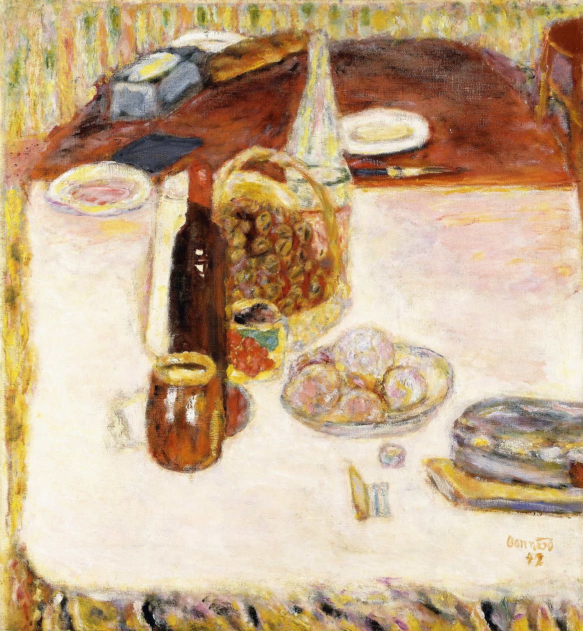 Stilleven met Fles Rode Wijn door Pierre Bonnard