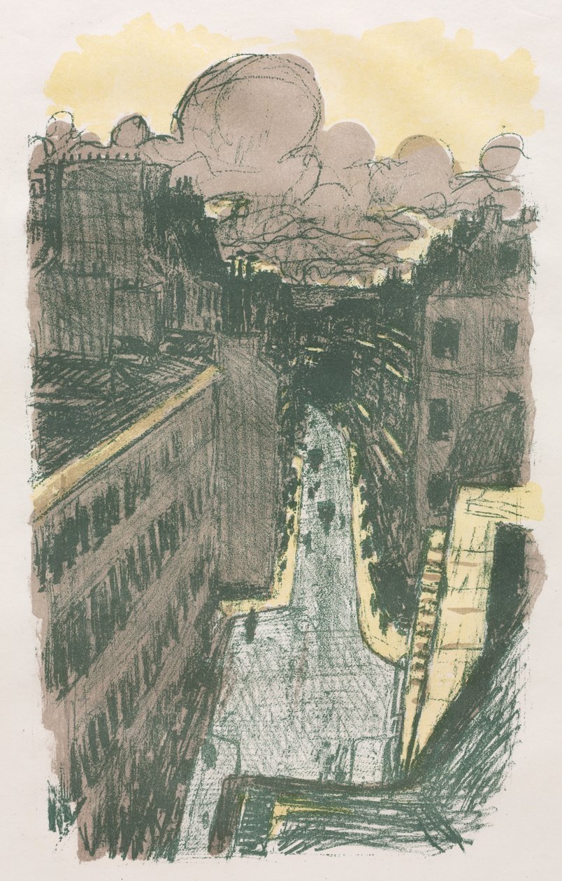 Straatscène van bovenaf door Pierre Bonnard