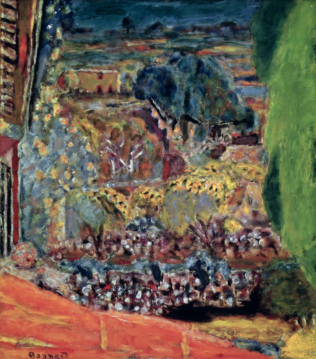 Het rode dak in Le Cannet, 1945 door Pierre Bonnard