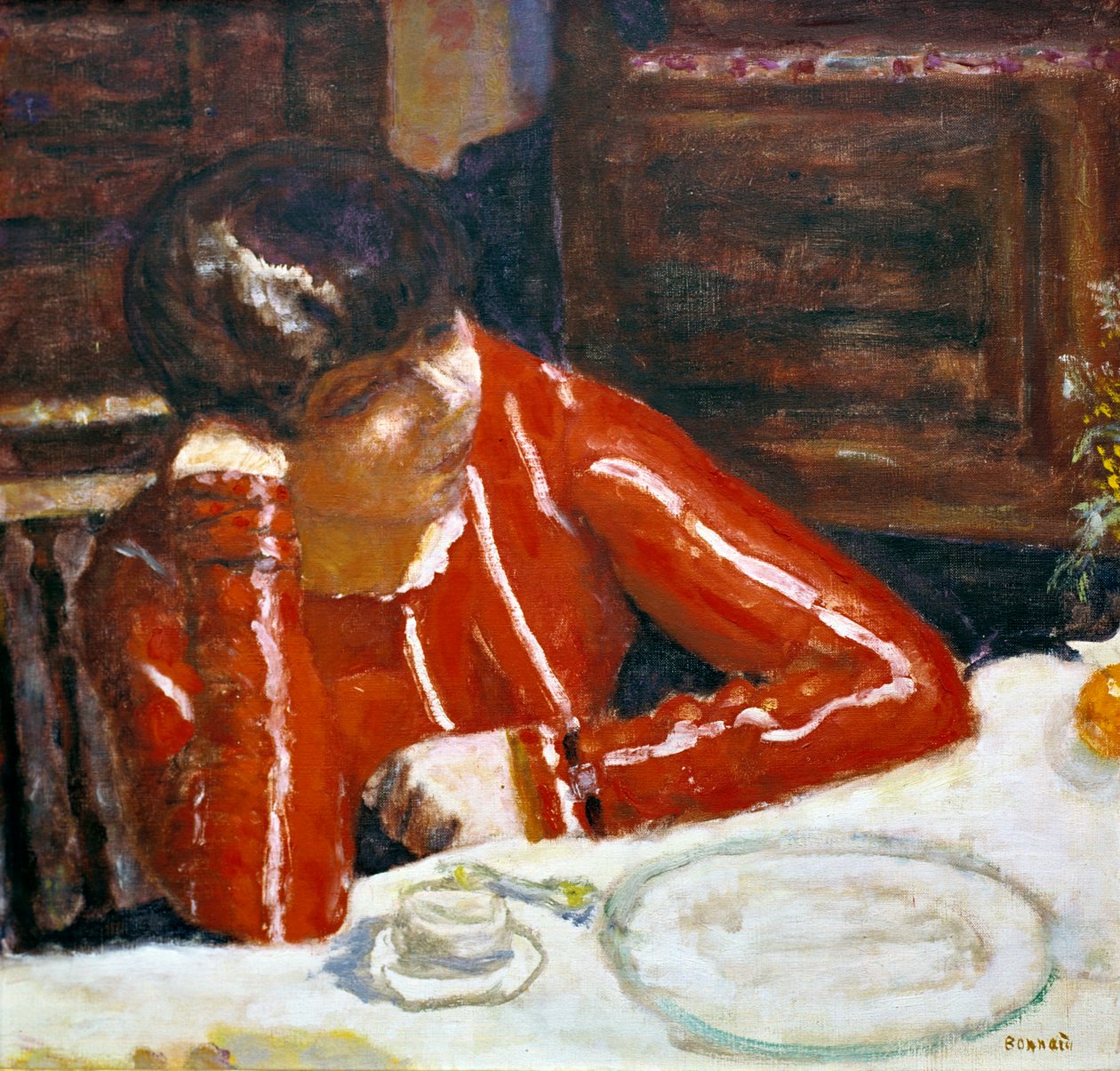 Vrouw in rode top, ca. 1920 door Pierre Bonnard