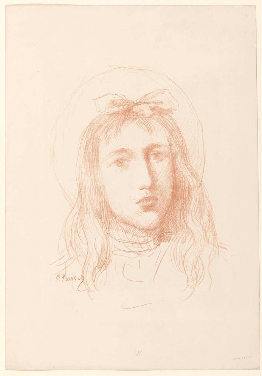 Hoofd van een meisje door Pierre Cécile Puvis de Chavannes