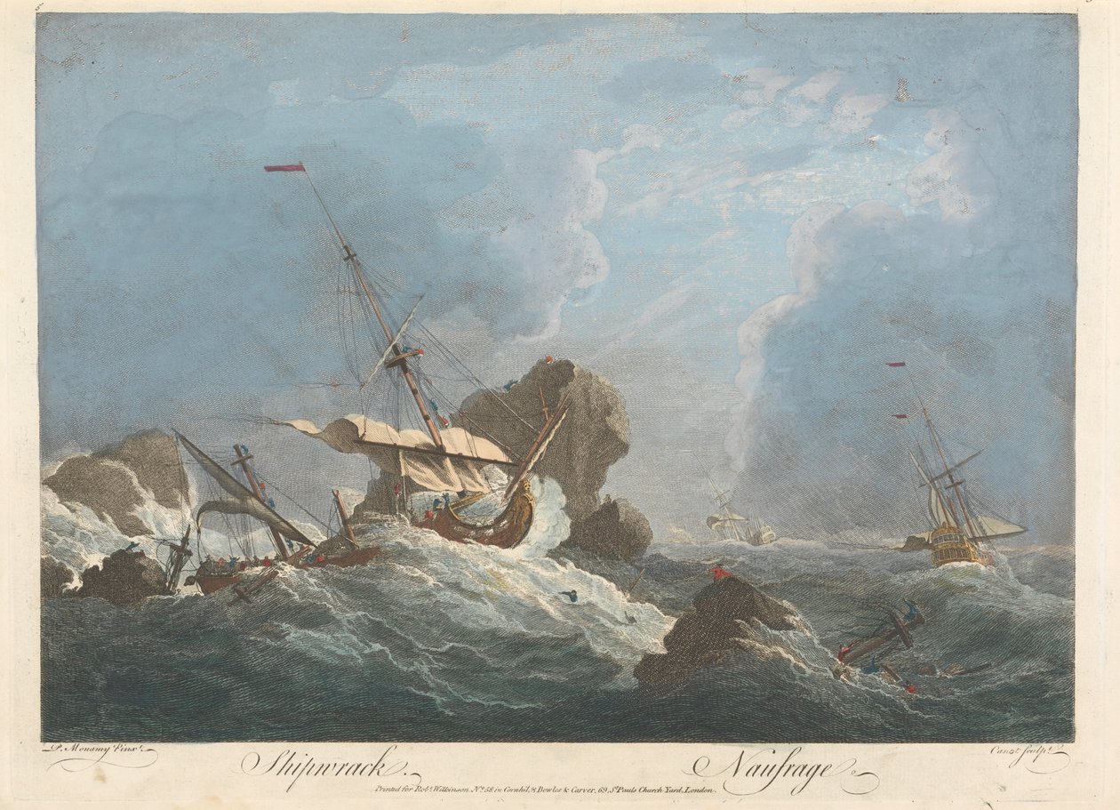 Schipbreuk door Pierre Charles Canot