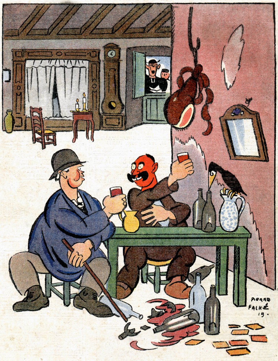 Alcoholisten op het platteland, ca.1922 door Pierre Falke