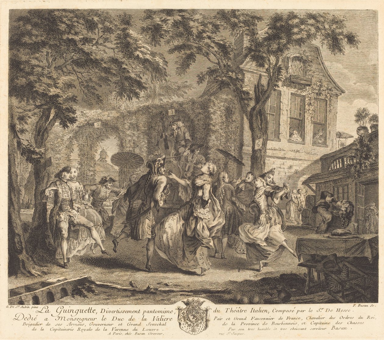 De Herberg door Pierre François Basan after Gabriel Jacques de Saint Aubin