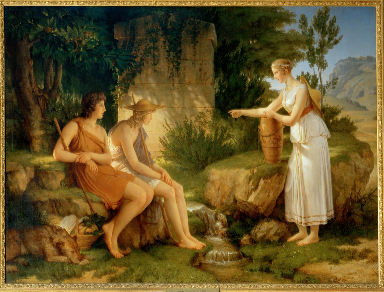 De herders bij het graf van Amyntas ... door Pierre Guérin