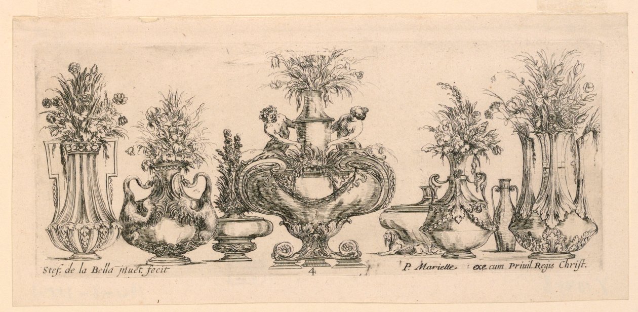 Acht Vazen, uit "Raccol" door Pierre Jean Mariette
