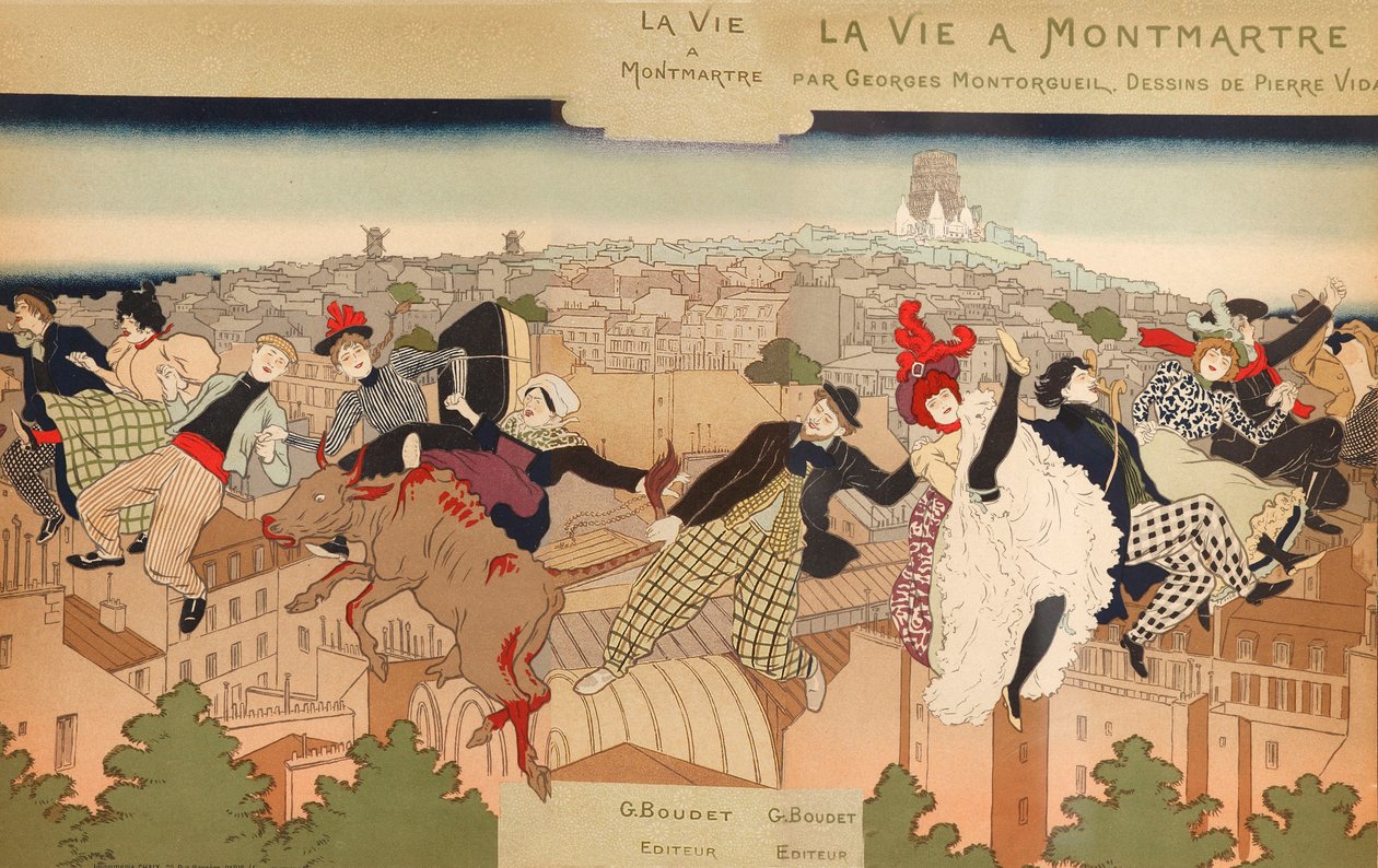 Het leven in Montmartre door Pierre Marie Louis Vidal
