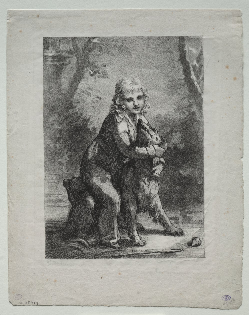 Jongen met een Hond door Pierre Paul Prud