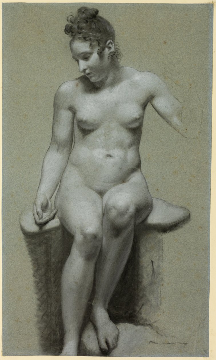 Zittend vrouwelijk naakt door Pierre Paul Prud