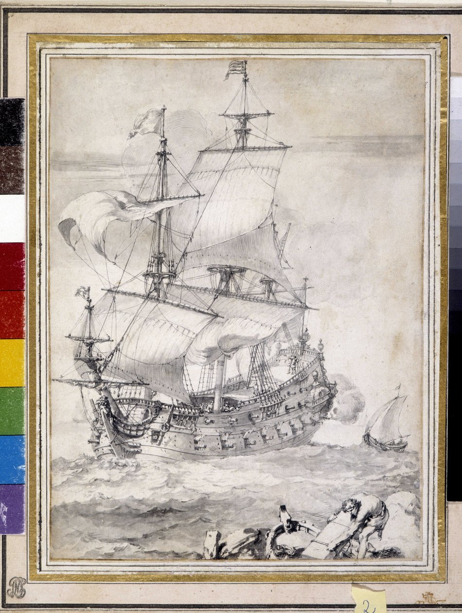 Schip op zee door Pierre Puget