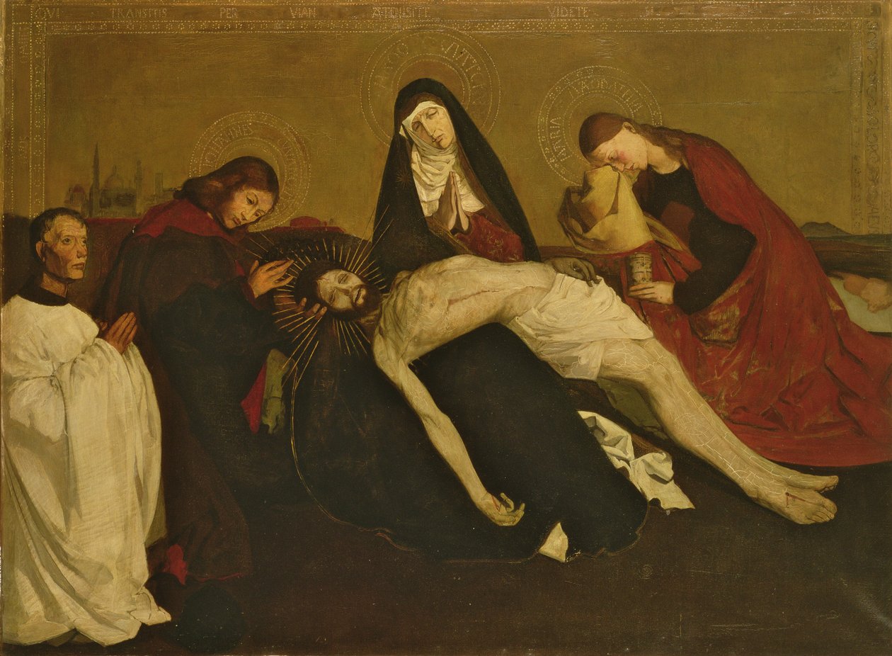 Kopie naar de Pieta de Villeneuve-Les-Avignon, 1913-14 door Piet Mondrian