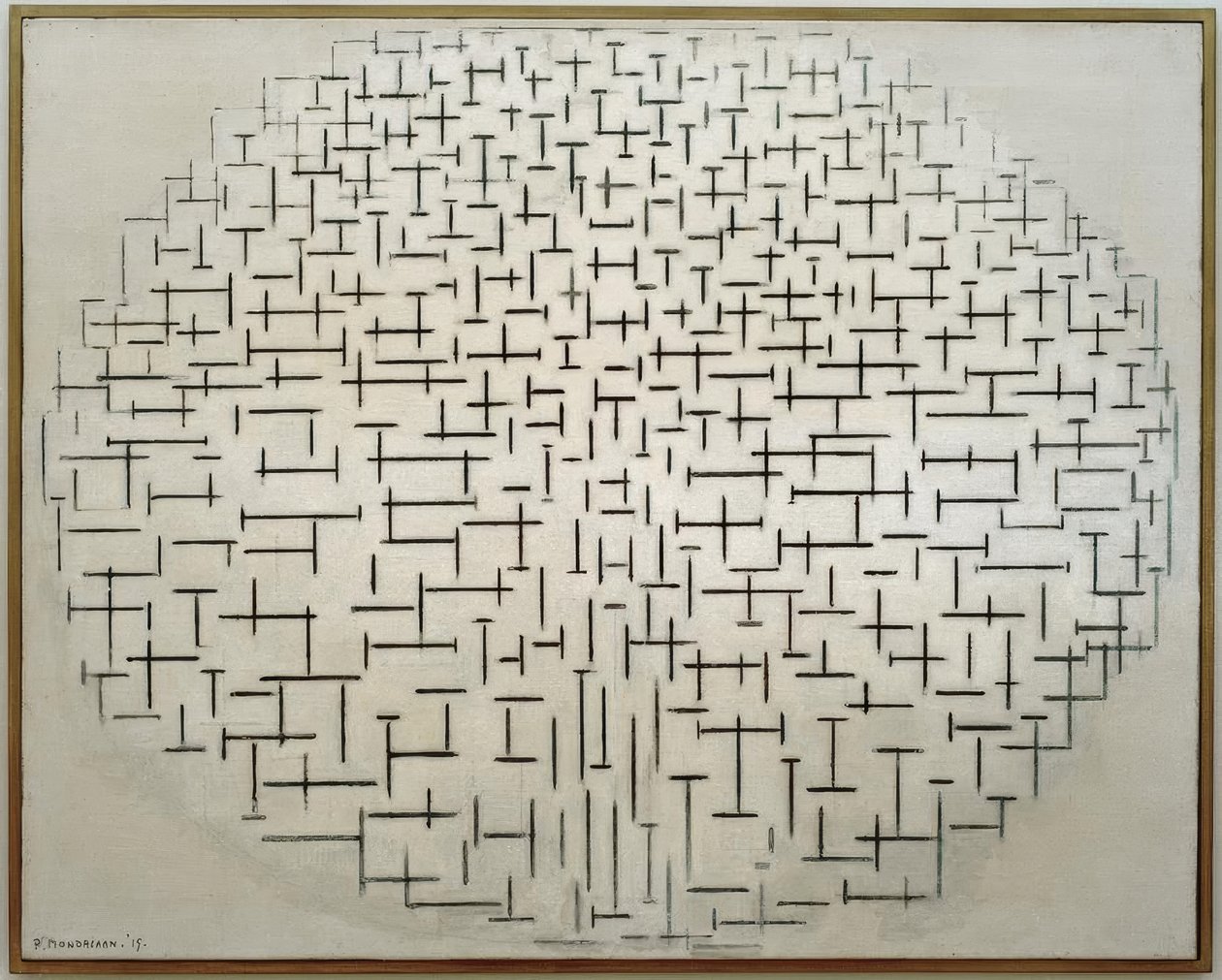 Compositie 10 in Zwart en Wit; Pier en Oceaan door Piet Mondrian