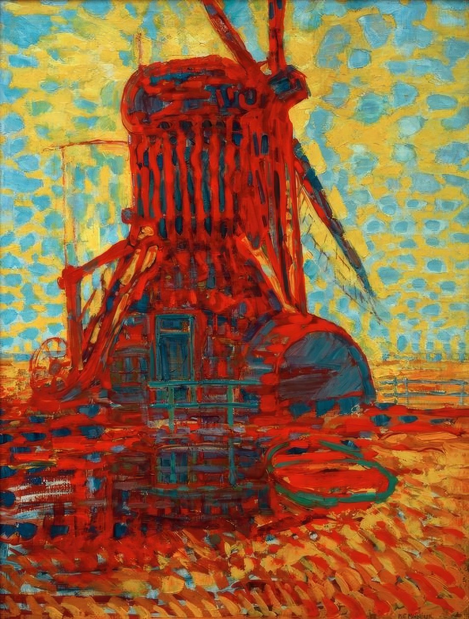 Molen in zonlicht door Piet Mondrian