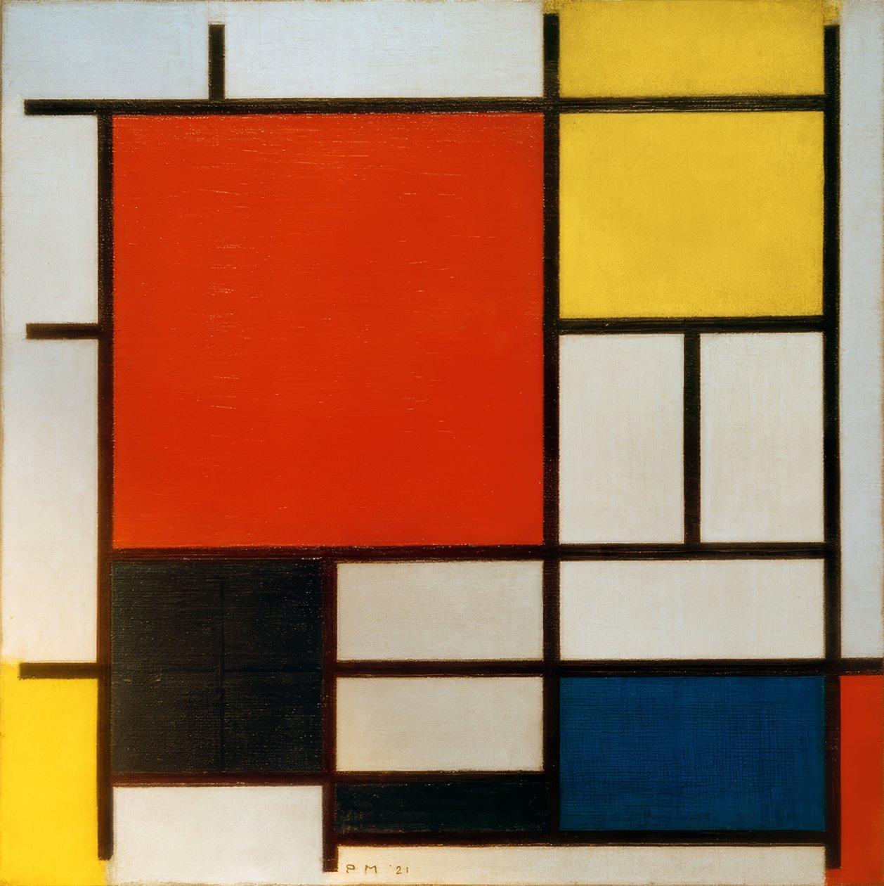 Compositie met groot rood vlak door Piet Mondrian