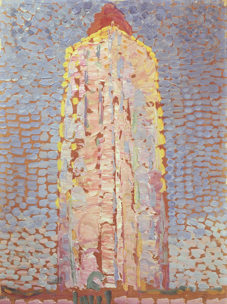 Vuurtoren bij Westkapelle in Oranje door Piet Mondrian