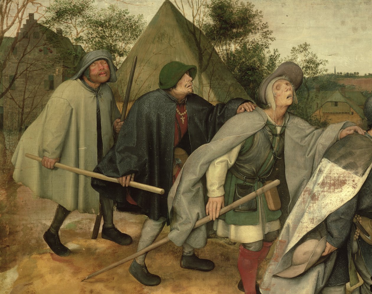 Parabel van de blinden, detail van drie blinde mannen, 1568 door Pieter Bruegel the Elder