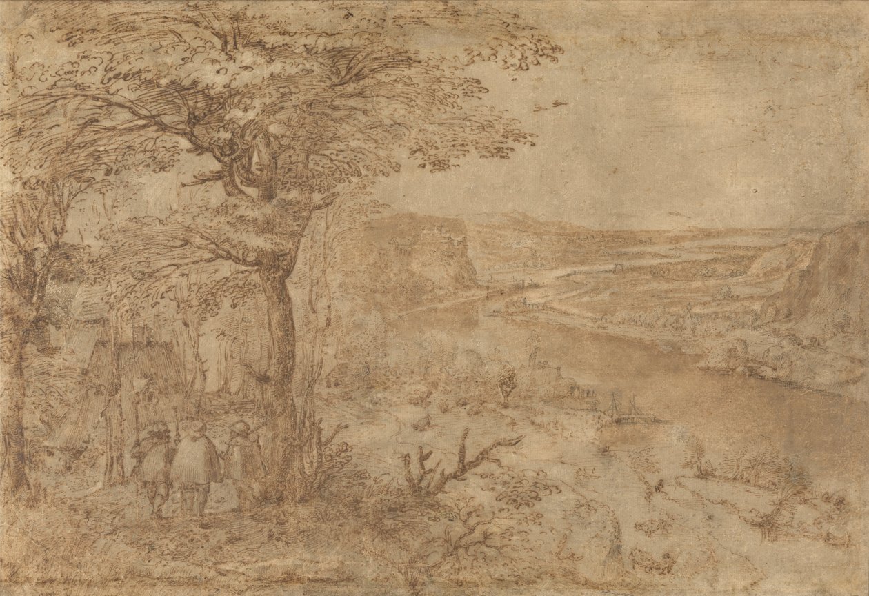 Landschap met pelgrimslabel door Pieter Bruegel the Elder