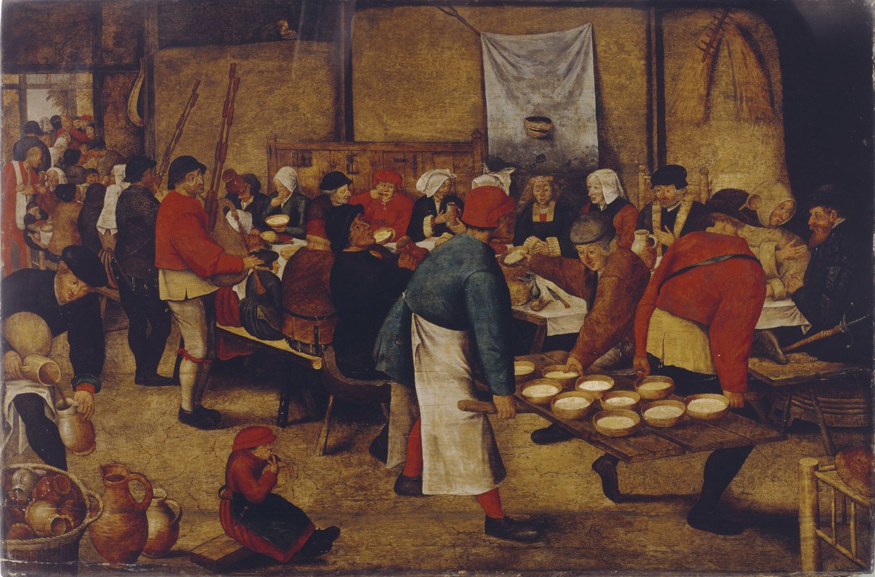Bruiloftsmaal in de schuur door Pieter Brueghel the Younger