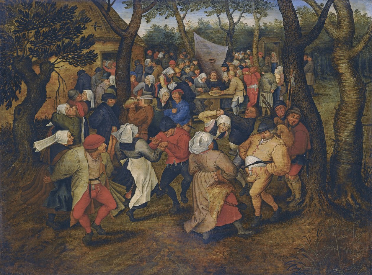 Boerenbruiloftsdans buiten door Pieter Brueghel the Younger