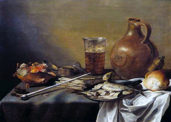 Stilleven met glas bier, 1644 door Pieter Claesz
