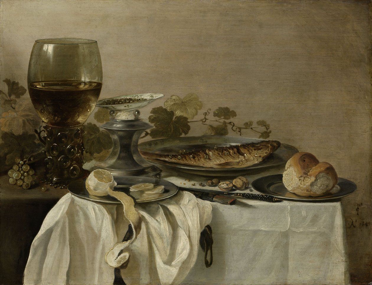 Stilleven met een vis, 1647 door Pieter Claesz