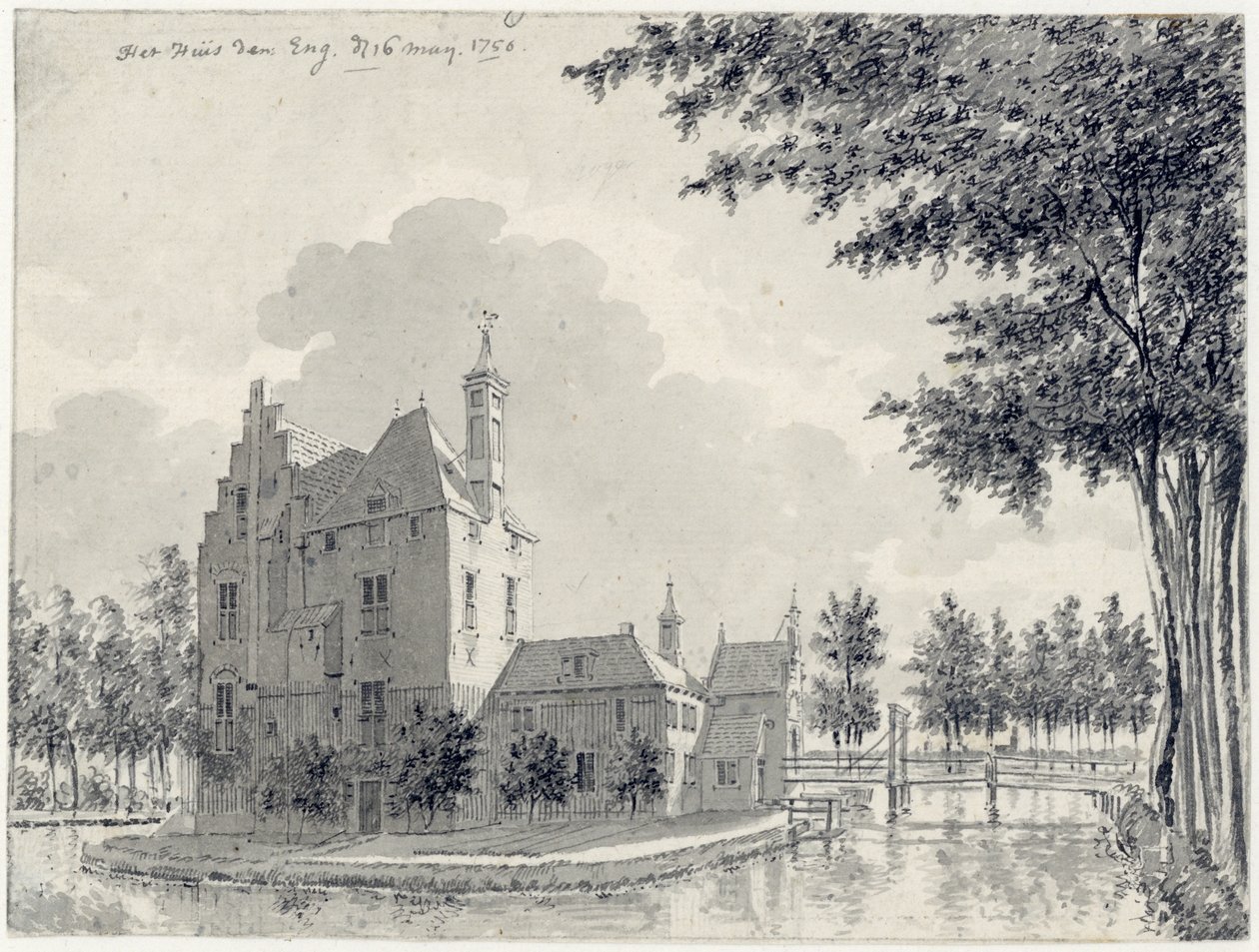 Gezicht op het kasteel Den Engh bij Vleuten door Pieter Jan van Liender