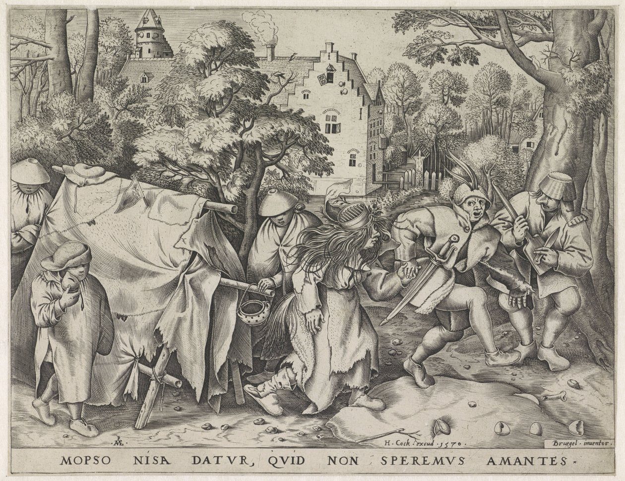 Vuile bruid of het huwelijk van Mopsus en Nisa, gegraveerd door Pieter van der Heyden, 1570 door Pieter The Elder after Brueghel