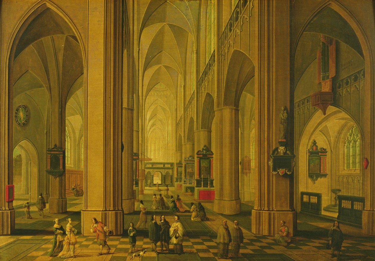 Interieur van een kerk in Antwerpen door Pieter the Elder Neeffs