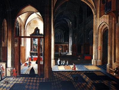 Interieur van een kathedraal door Pieter the Younger Neefs
