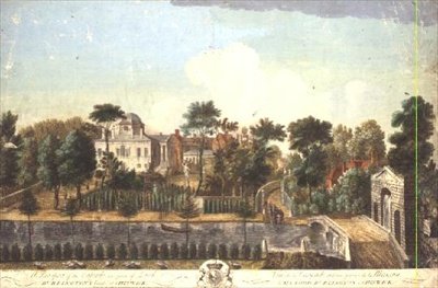 Chiswick House en tuin door Pieter Andreas Rysbrack