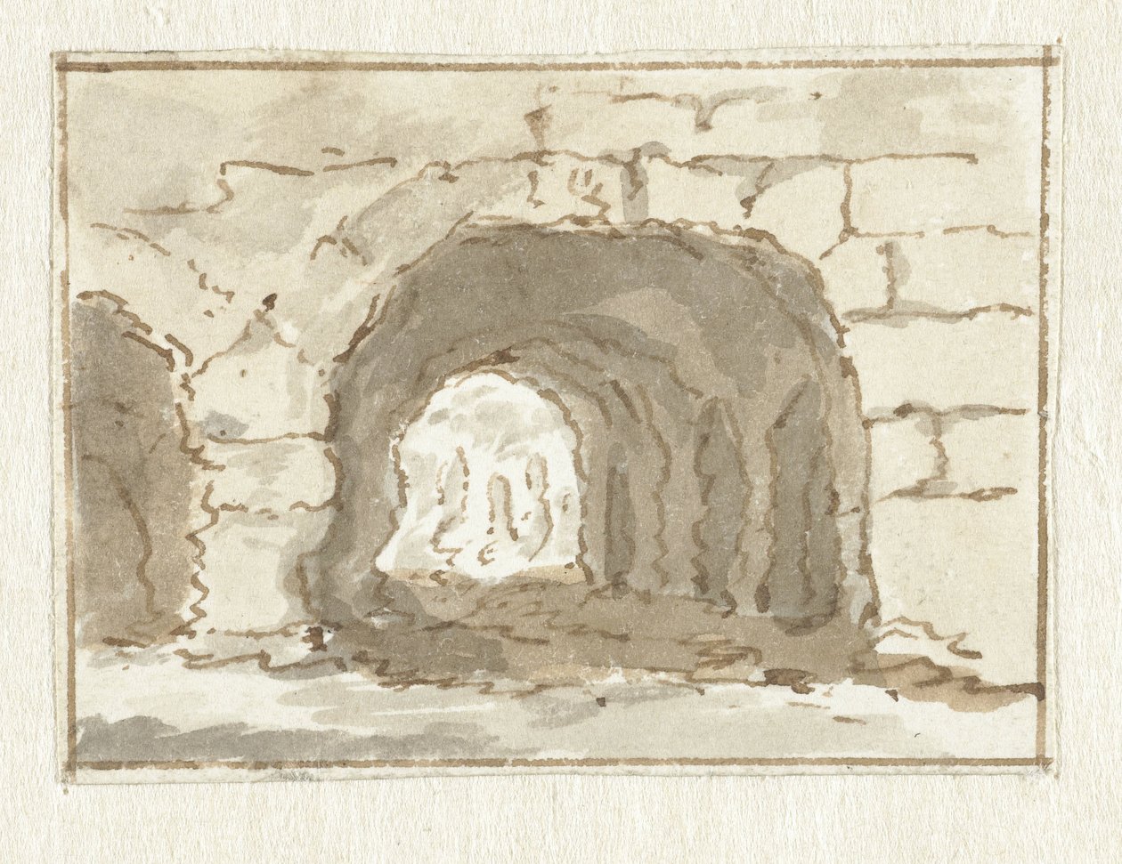 Romeinse muur met boog door Pieter Bartholomeusz. Barbiers