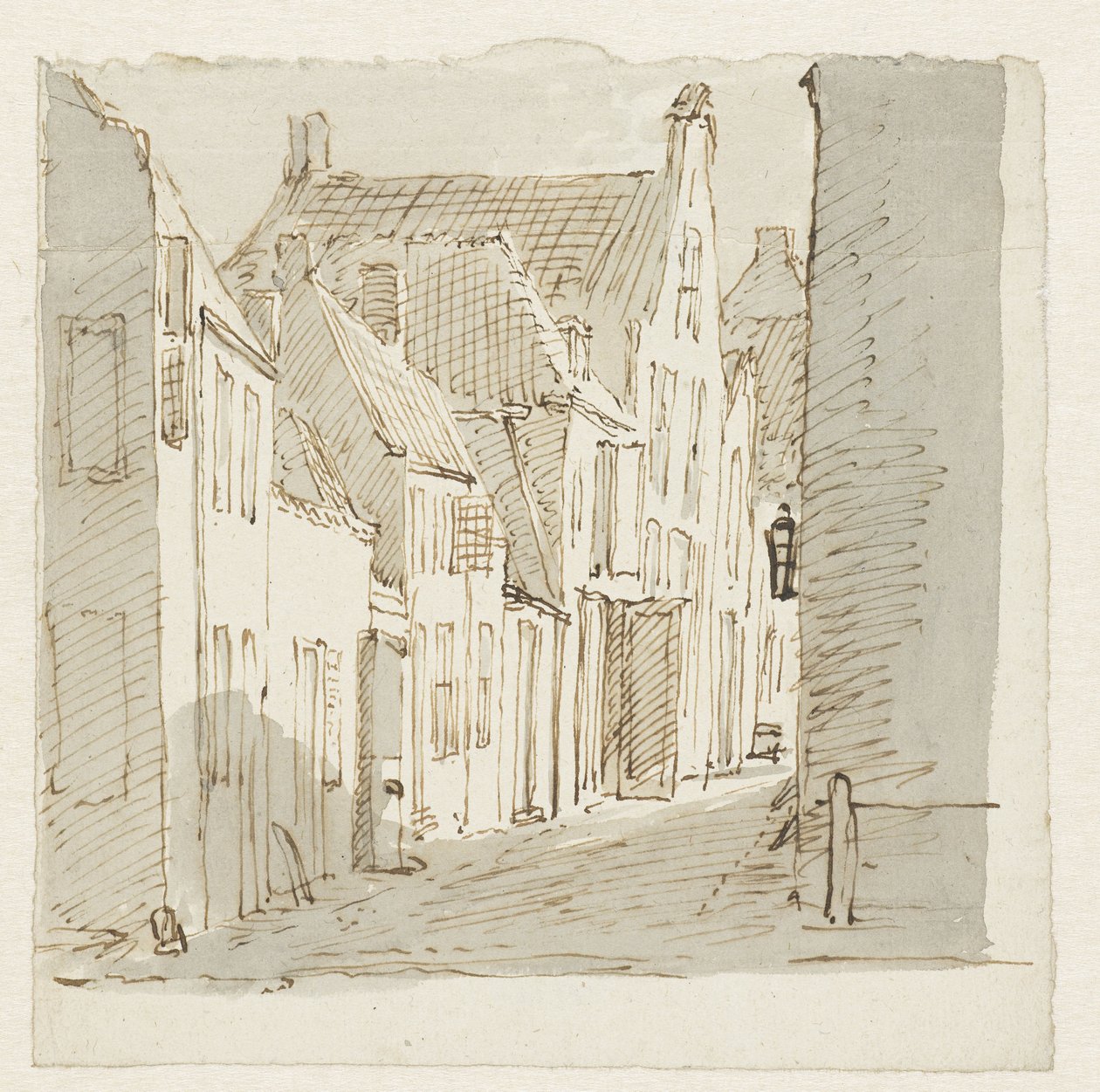 Straatgezicht door Pieter Bartholomeusz. Barbiers