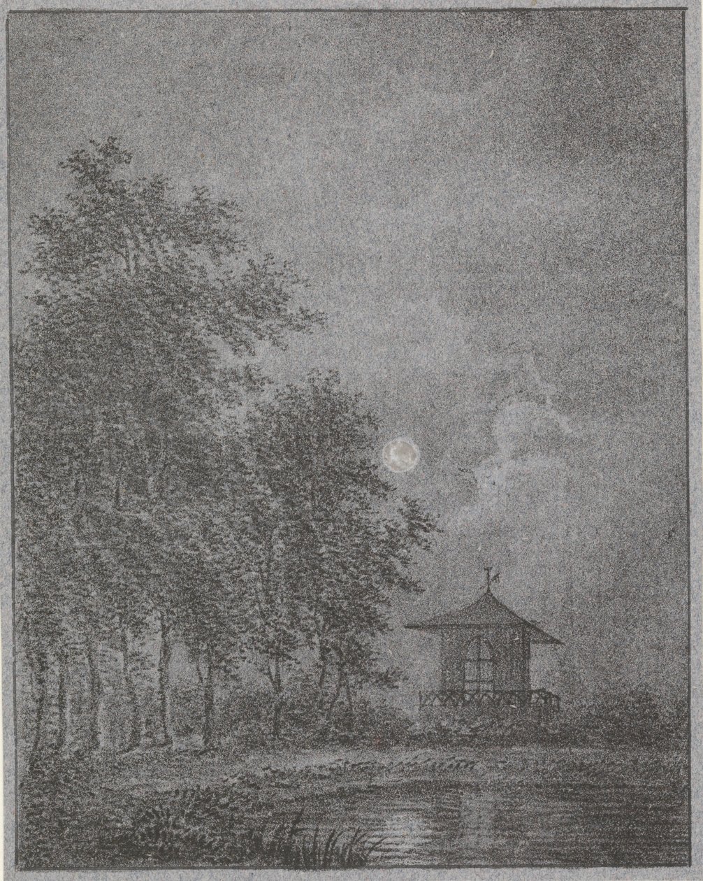 Tuin bij maanlicht door Pieter Bartholomeusz. Barbiers