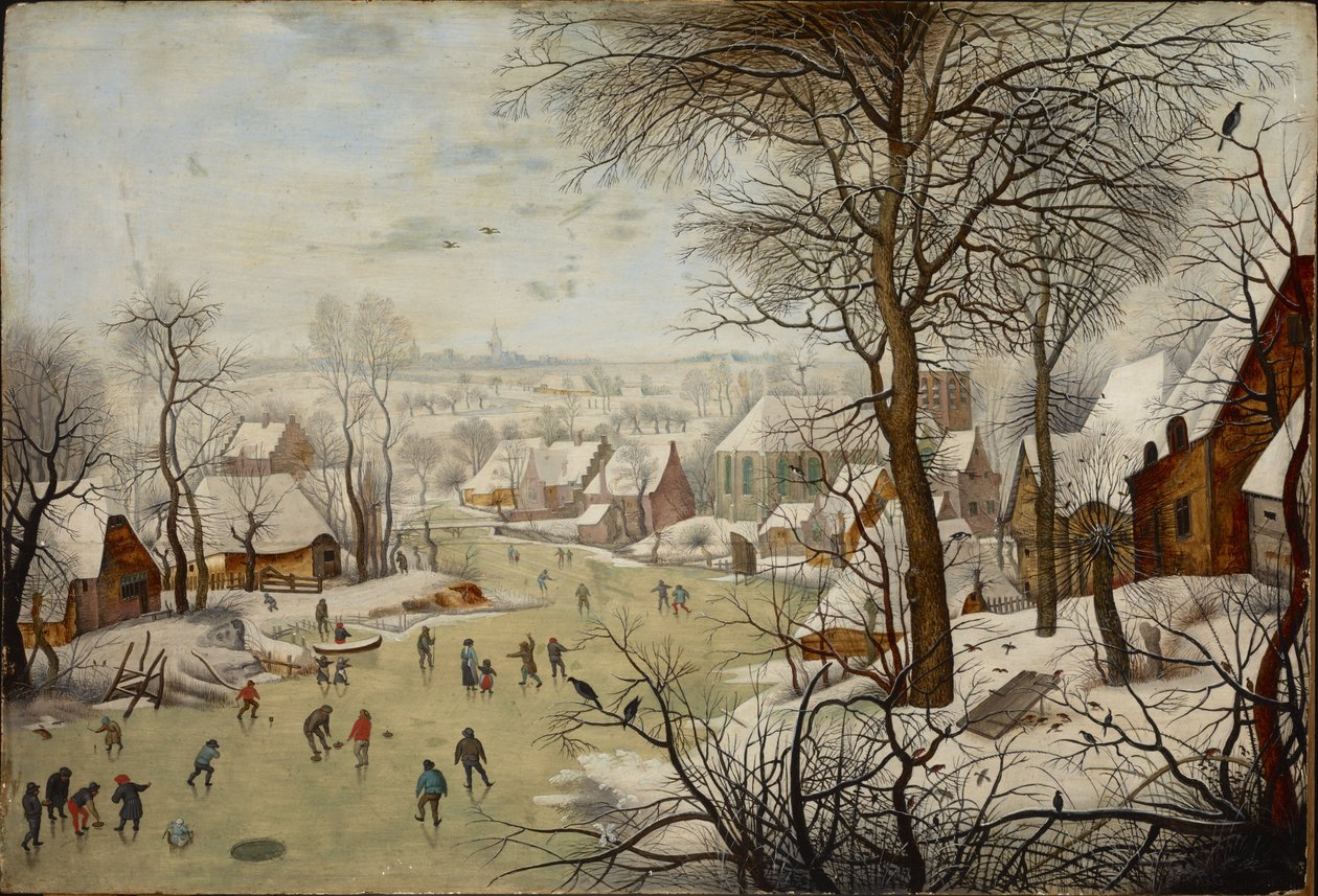 Winterlandschap met vogelval door Pieter Brueghel the Younger