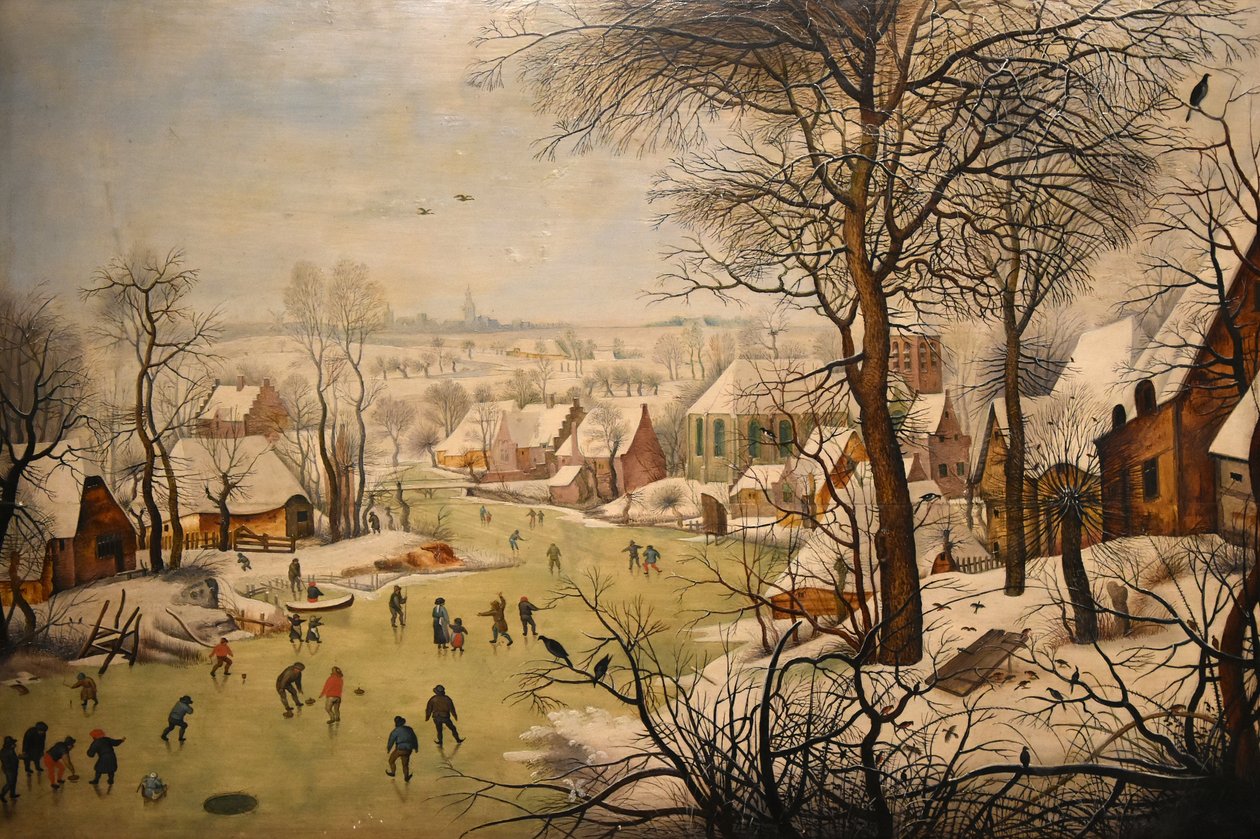 Winterlandschap met een vogelval door Pieter Brueghel the Younger