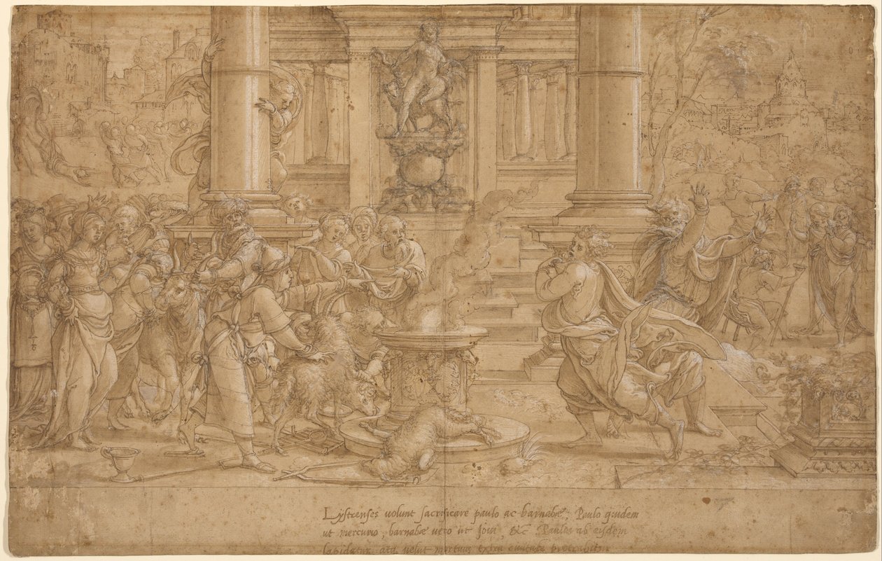Het offer in Lystra door Pieter Coecke van Aelst