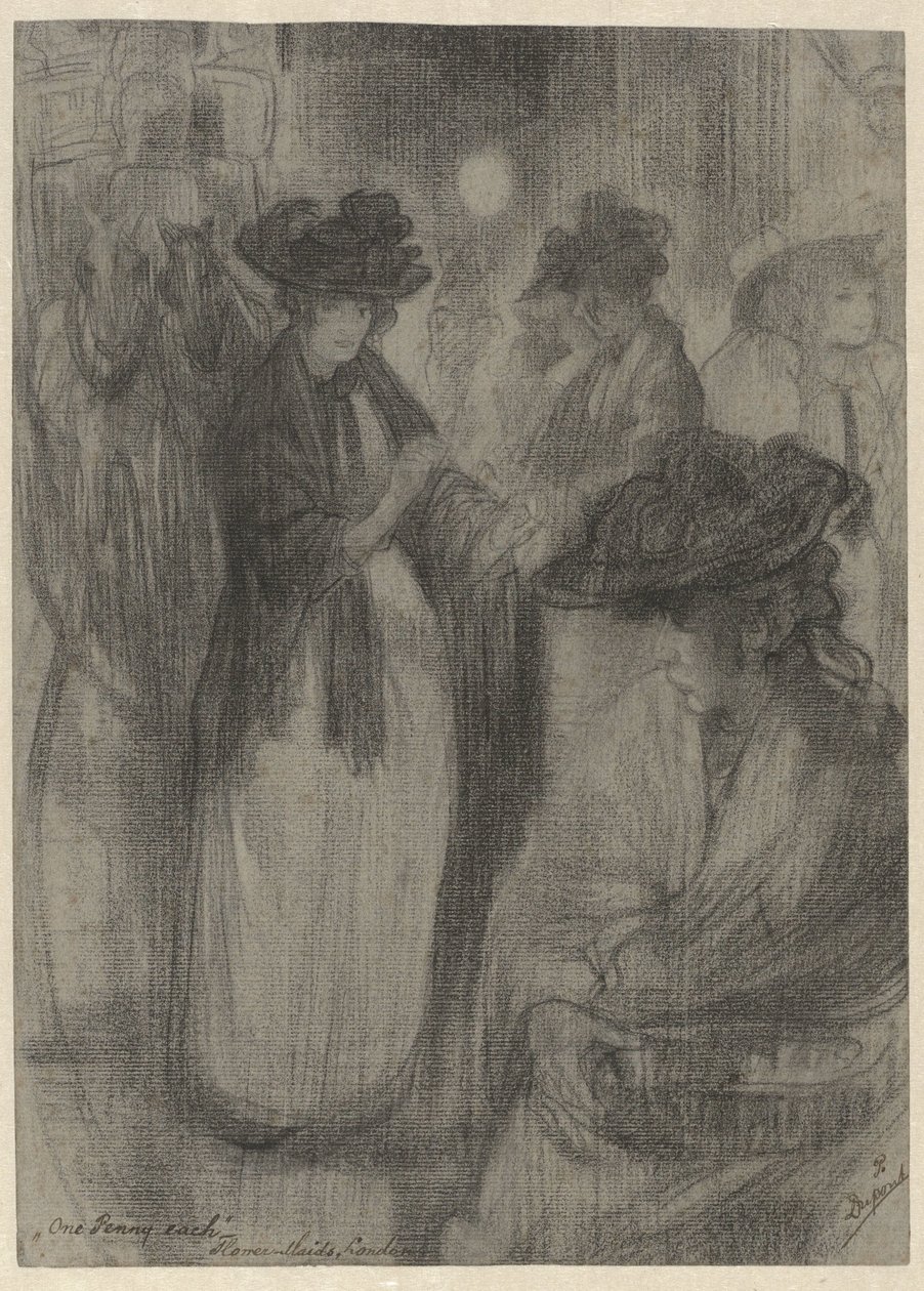 Bloemenmeisjes in Londen door Pieter Dupont
